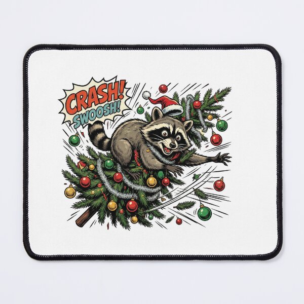 Item preview, Timber! Mischievous Raccoon Destroying Christmas Tree designed and sold by SINANSHOP.