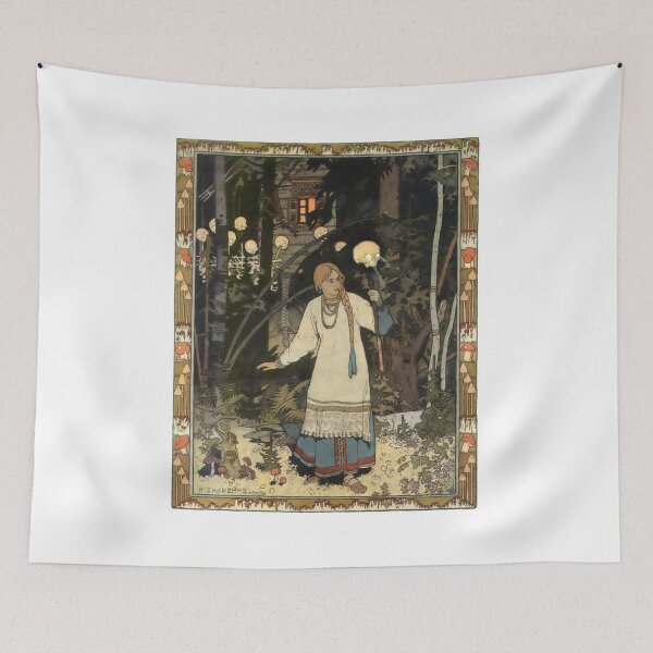 Item preview, Vasilisa the Beautiful at the Hut of Baba Yaga – Ivan Bilibin Russian Fairy-Tale Illustration designed and sold by Art Outlaws.