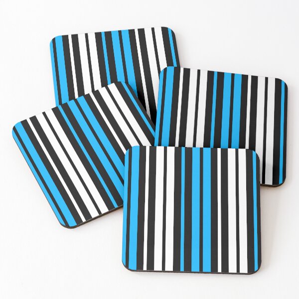Item preview, Blue White Stripes On Black Background Design  designed and sold by PatternTitan.
