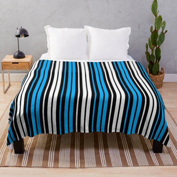 Item preview, Blue White Stripes On Black Background Design  designed and sold by PatternTitan.