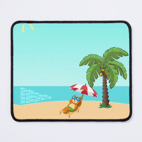 Item preview, Cute Bear Relaxing on the Beach – Summer Vacation Illustration designed and sold by katerin17.
