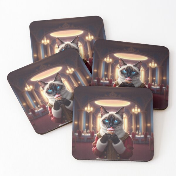 Item preview, Regal Siamese Cat in Royal Attire Enjoying a Cupcake designed and sold by AnnArtshock.