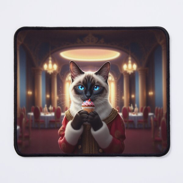 Item preview, Regal Siamese Cat in Royal Attire Enjoying a Cupcake designed and sold by AnnArtshock.