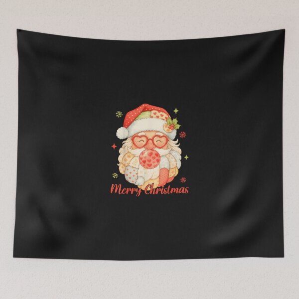 Item preview, Merry Christmas Patchwork Santa Claus Face Vintage Xmas  designed and sold by grumpzara.