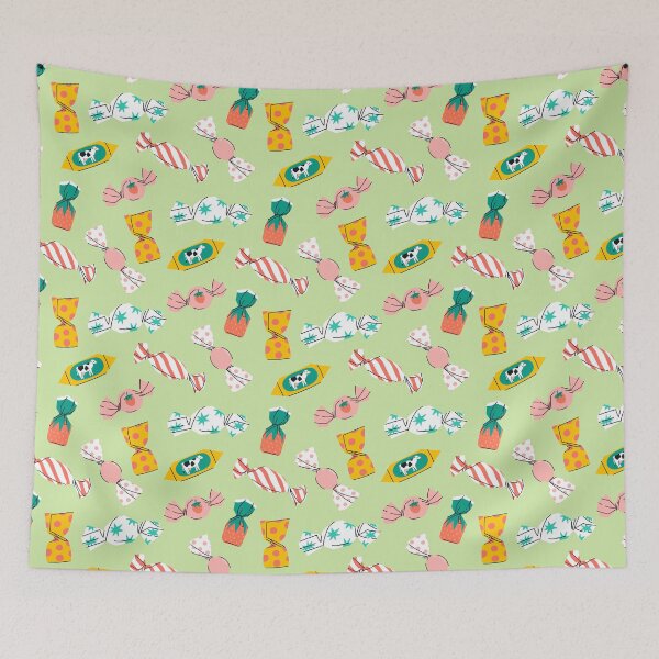 Item preview, various candies on a green background designed and sold by burbura.