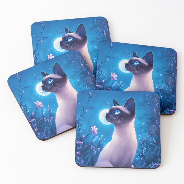Item preview, Siamese Cat in Moonlight Garden designed and sold by PetsArt.