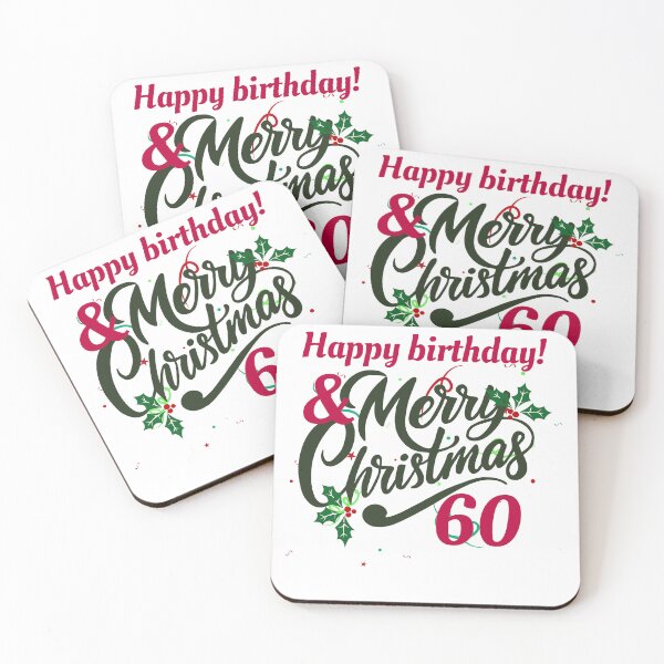 Item preview, Happy Birthday & Merry Christmas – 60th Birthday Holiday Design designed and sold by luckyhue.