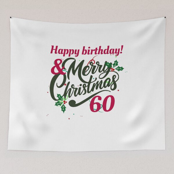 Item preview, Happy Birthday & Merry Christmas – 60th Birthday Holiday Design designed and sold by luckyhue.
