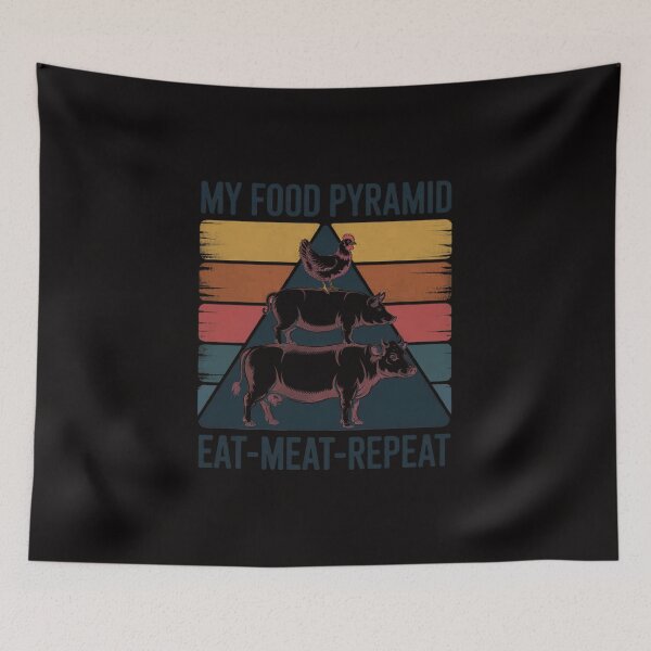 Item preview, My Food Pyramid Eat Meat Repeat  BBQ Joke designed and sold by TewonLake.