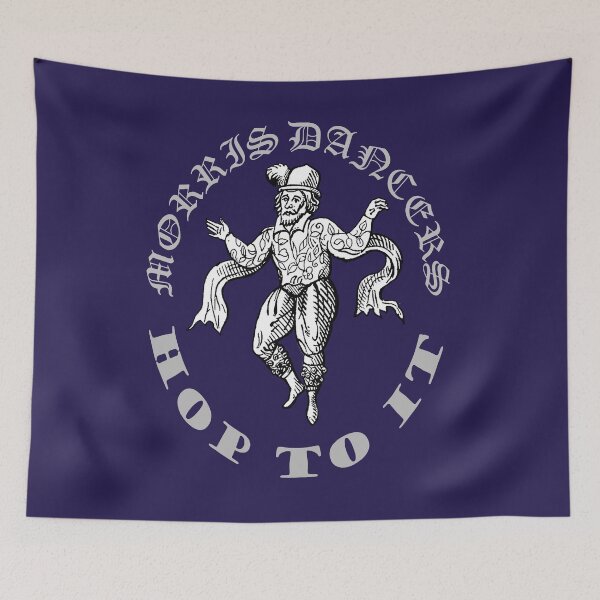 Item preview, Morris Men Hop To It Fun Vintage Illustration Grey Text designed and sold by taiche.