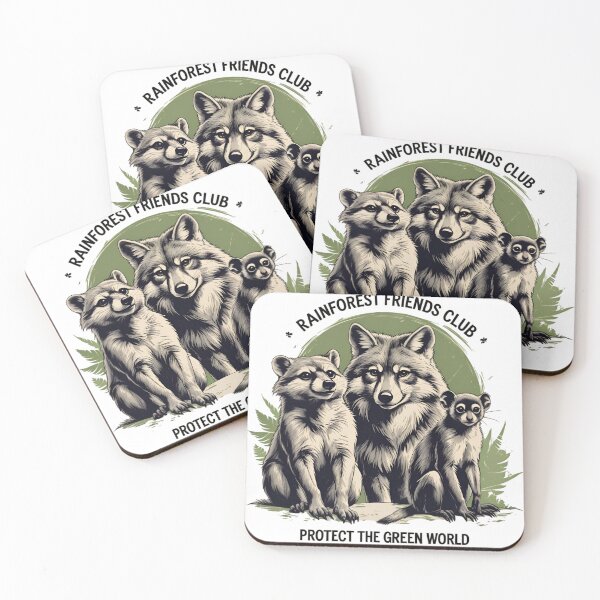 Item preview, Rainforest Friends Trio – Kinkajou Maned Wolf Tamarin Retro Sketch Wildlife Illustration designed and sold by BankMano.