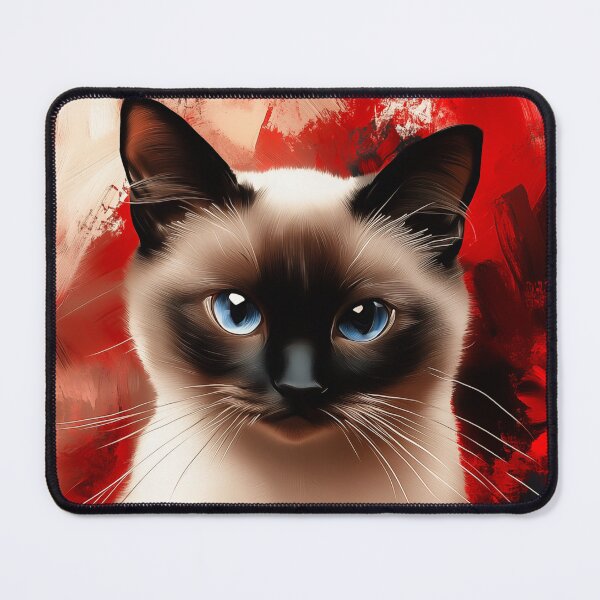 Item preview, Siamese Cat Portrait with Red Flowers designed and sold by PetsArt.