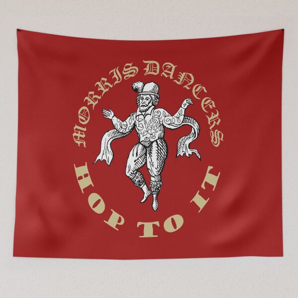 Item preview, Morris Men Hop To It Fun Vintage Illustration Beige Text designed and sold by taiche.