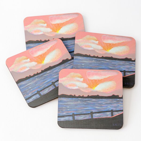 Item preview, Saline Sunset Art Print | Vibrant Mediterranean Coastal Landscape Painting designed and sold by beccscapes.