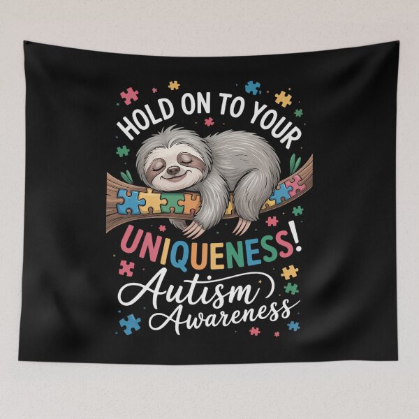 Item preview, Hold On to Your Uniqueness Sloth Autism Awareness Puzzle designed and sold by ValerieRodrigue.