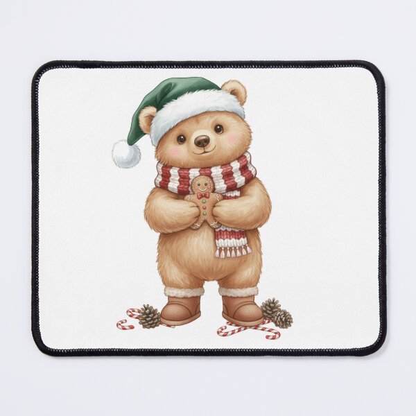 Item preview, Cute Christmas Bear Holding Gingerbread Man - Festive Holiday Design designed and sold by designwiss.