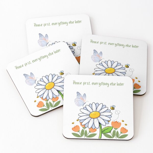 Item preview, Peace First Everything Else Later – Cute Daisy Flower Quote Shirt with Butterfly and Bees | Calm Aesthetic Nature Design Tshirt designed and sold by YasirHamidDesigns .