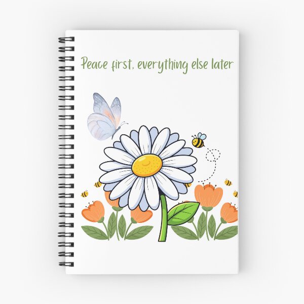 Item preview, Peace First Everything Else Later – Cute Daisy Flower Quote Shirt with Butterfly and Bees | Calm Aesthetic Nature Design Tshirt designed and sold by YasirHamidDesigns .