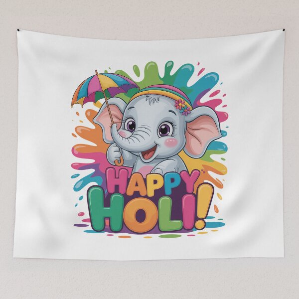 Item preview, Happy Holi Funny baby elephant designed and sold by ValerieRodrigue.