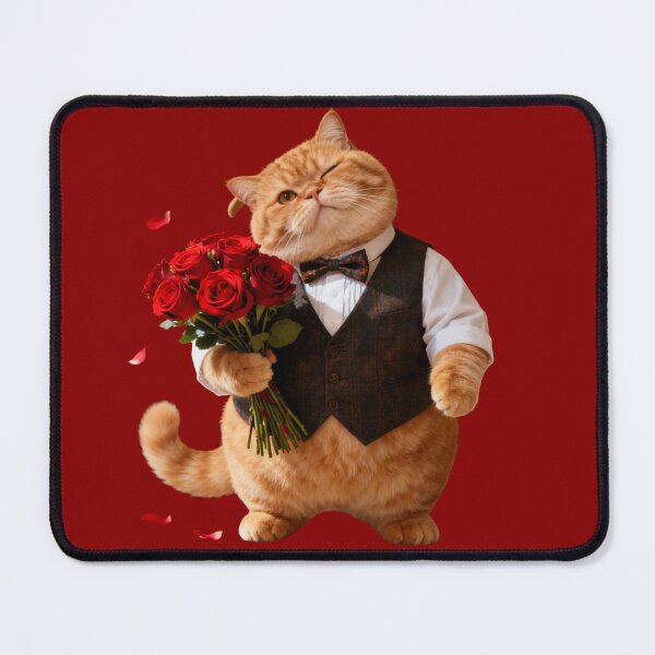 Item preview, Elegant Gentleman Cat with Rose Bouquet designed and sold by SoulGooDesign.