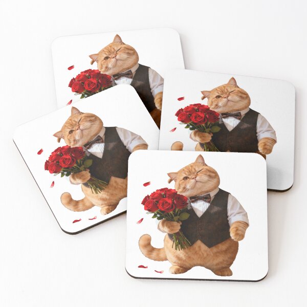 Item preview, Elegant Gentleman Cat with Rose Bouquet designed and sold by SoulGooDesign.