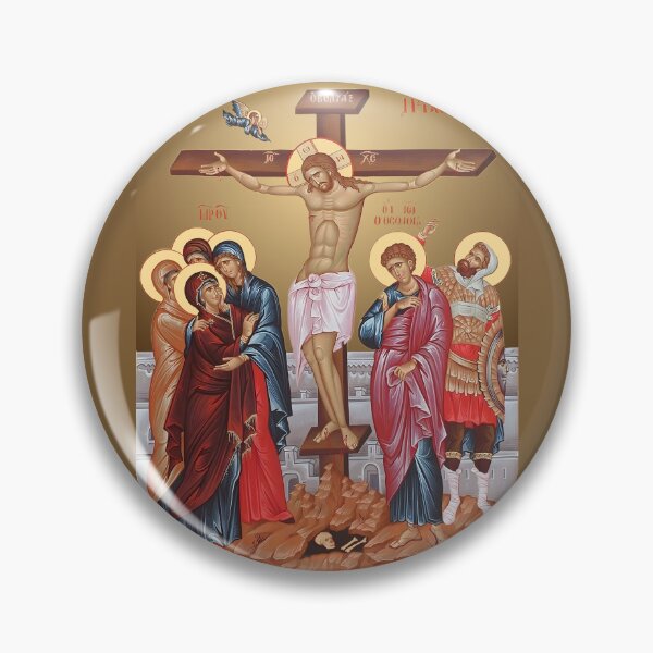 Item preview, icon Crucifixion of Christ with the Virgin Mary and St. John designed and sold by orthodox-icon.