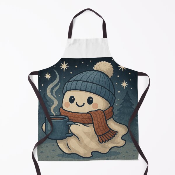 Item preview, Kawaii Winter Ghost – Hot Coffee Cozy Art designed and sold by Papier Atelier Art.