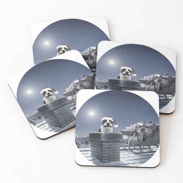 Item preview, Merry Pitmas! Black & White Pitbull Stuck in Chimney designed and sold by Pixels & Paws.
