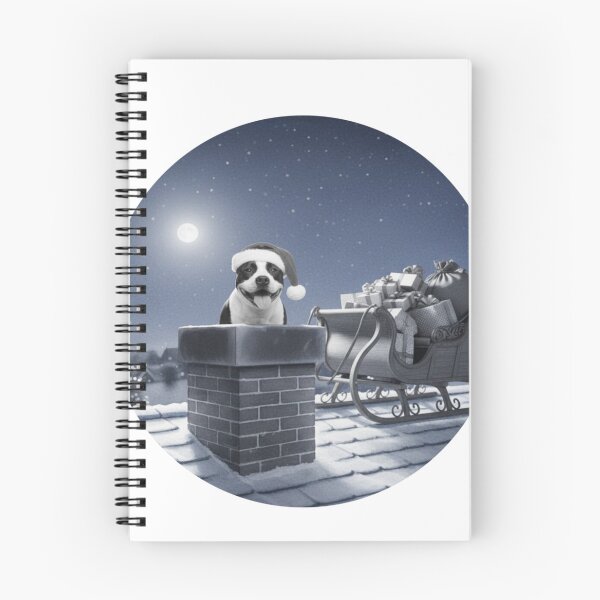 Item preview, Merry Pitmas! Black & White Pitbull Stuck in Chimney designed and sold by Pixels & Paws.