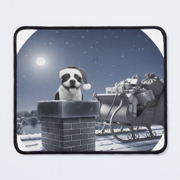 Item preview, Merry Pitmas! Black & White Pitbull Stuck in Chimney designed and sold by Pixels & Paws.