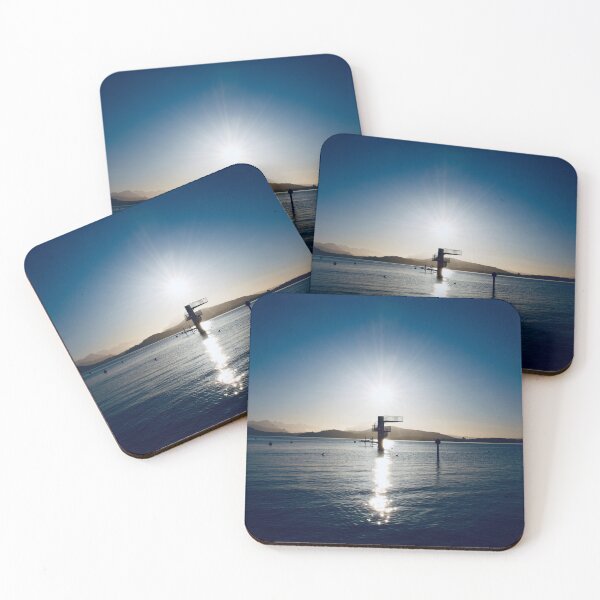 Item preview, Diving platform in the lake – Swiss mountain silhouette in cold colors / Swiss Artwork Photography designed and sold by Raphael Wolf.