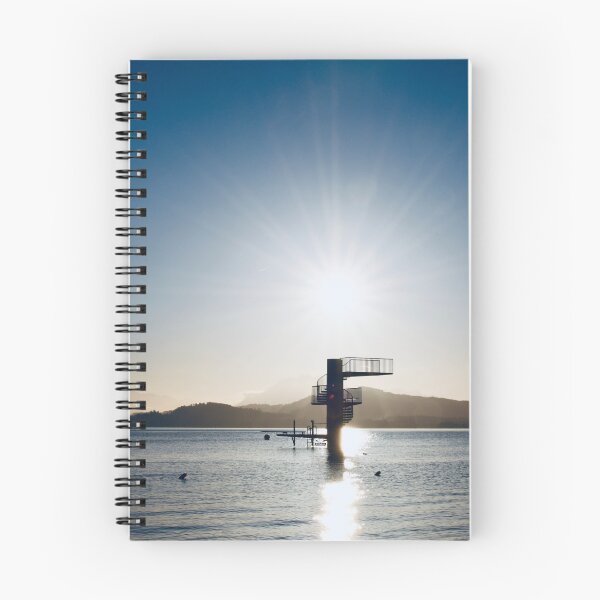 Item preview, Diving platform in the lake – Swiss mountain silhouette in cold colors / Swiss Artwork Photography designed and sold by Raphael Wolf.