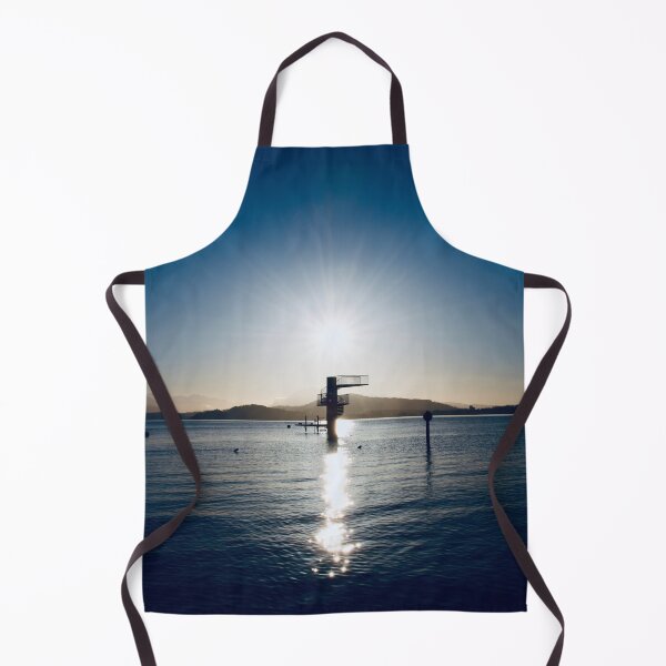 Item preview, Diving platform in the lake – Swiss mountain silhouette in cold colors / Swiss Artwork Photography designed and sold by Raphael Wolf.
