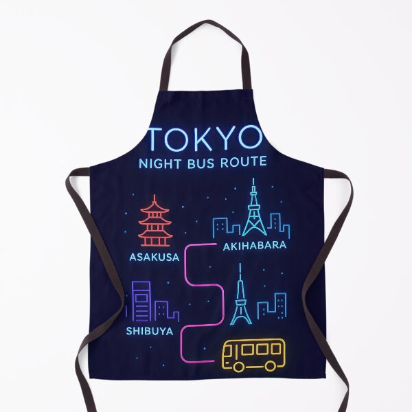 Item preview, Tokyo Night Bus Route – Neon City Map Art of Asakusa, Akihabara & Shibuya designed and sold by elgreko.
