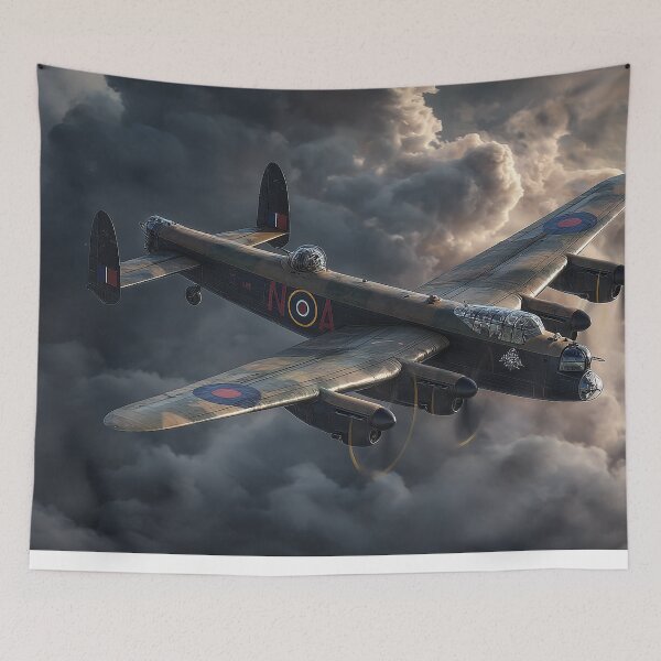 Item preview, Wartime Lancaster Gliding Across Dark Skies in Low Light designed and sold by Skyframe Aviation.