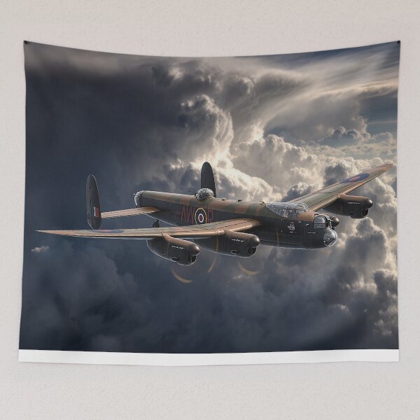 Item preview, Classic Lancaster Aircraft Charging Into Turbulent Skies in Heavy Weather designed and sold by Skyframe Aviation.