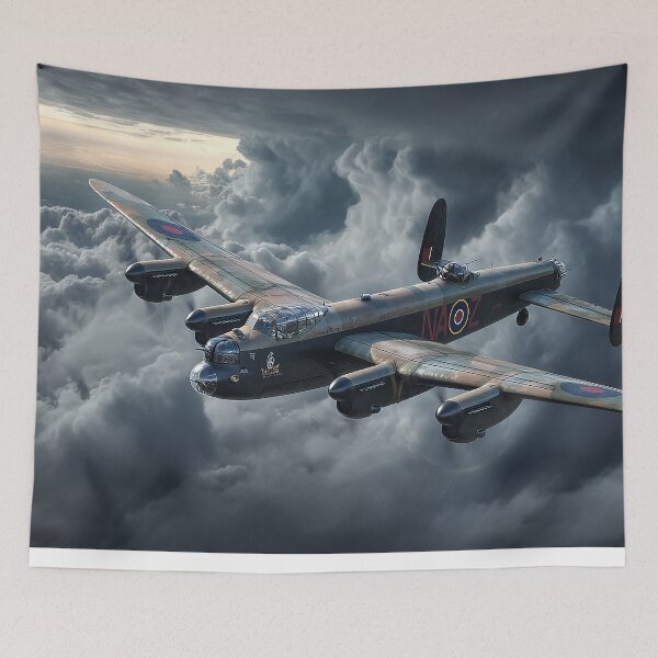 Item preview, Wartime Lancaster Gliding Across Moody Skies Amid Lightning Flashes designed and sold by Skyframe Aviation.