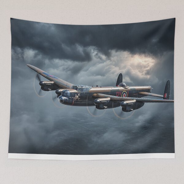 Item preview, Classic Lancaster Aircraft Enduring Dramatic Skies in Heavy Weather designed and sold by Skyframe Aviation.