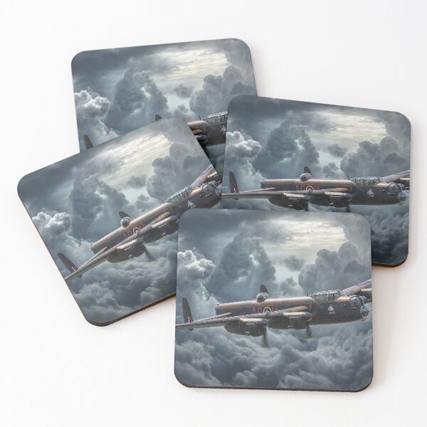 Item preview, British Lancaster Navigating Darkening Clouds Amid Lightning Flashes designed and sold by Skyframe Aviation.