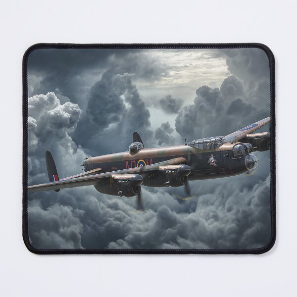 Item preview, British Lancaster Navigating Darkening Clouds Amid Lightning Flashes designed and sold by Skyframe Aviation.