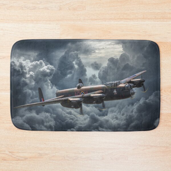 Item preview, British Lancaster Navigating Darkening Clouds Amid Lightning Flashes designed and sold by Skyframe Aviation.