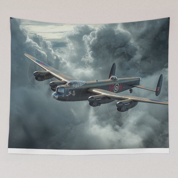 Item preview, Lancaster Heavy Bomber Navigating Rolling Storm Clouds in Heavy Weather designed and sold by Skyframe Aviation.