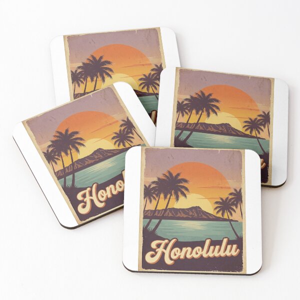 Item preview, Vintage Honolulu Sunset Diamond Head Retro Travel Poster designed and sold by EverBranz-stor.