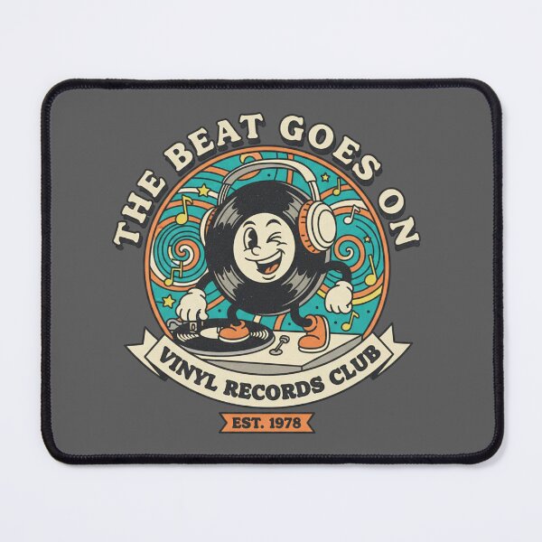 Item preview, The Beat Goes On Vinyl Records Club - Retro Music Mascot designed and sold by AwesomeBeyondLimits.