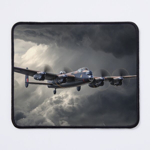 Item preview, The Lancaster Bomber Gliding Across Darkening Clouds in Wartime Skies designed and sold by Skyframe Aviation.