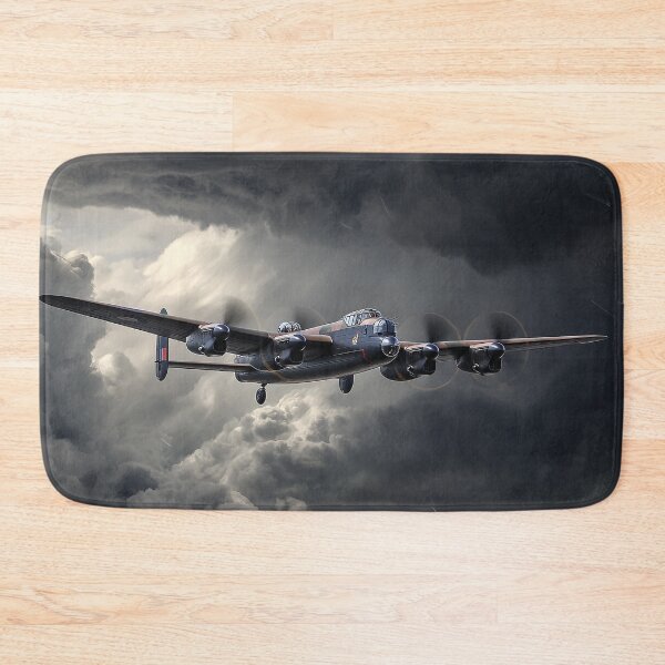 Item preview, The Lancaster Bomber Gliding Across Darkening Clouds in Wartime Skies designed and sold by Skyframe Aviation.