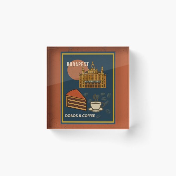Item preview, Budapest Urban Gastro – Dobos Cake & Coffee Art Deco Poster designed and sold by IdolejaArt.