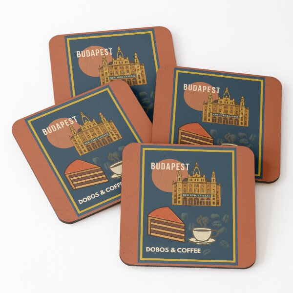 Item preview, Budapest Urban Gastro – Dobos Cake & Coffee Art Deco Poster designed and sold by IdolejaArt.