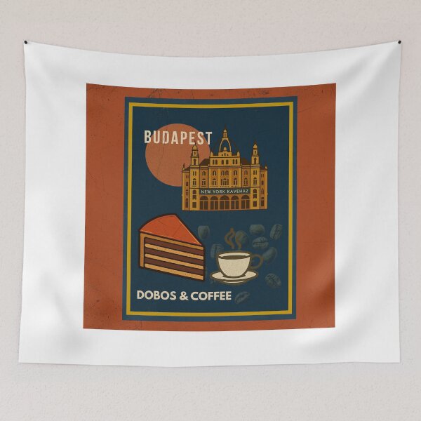 Item preview, Budapest Urban Gastro – Dobos Cake & Coffee Art Deco Poster designed and sold by IdolejaArt.