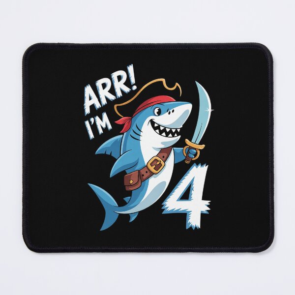Item preview, I'm 4 years Bday Shark pirate 4th Birthday boy pirate Party  designed and sold by lilLilaBatArt.